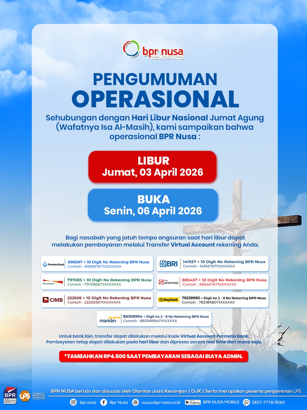 PENGUMUMAN LIBUR OPERASIONAL JUMAT AGUNG