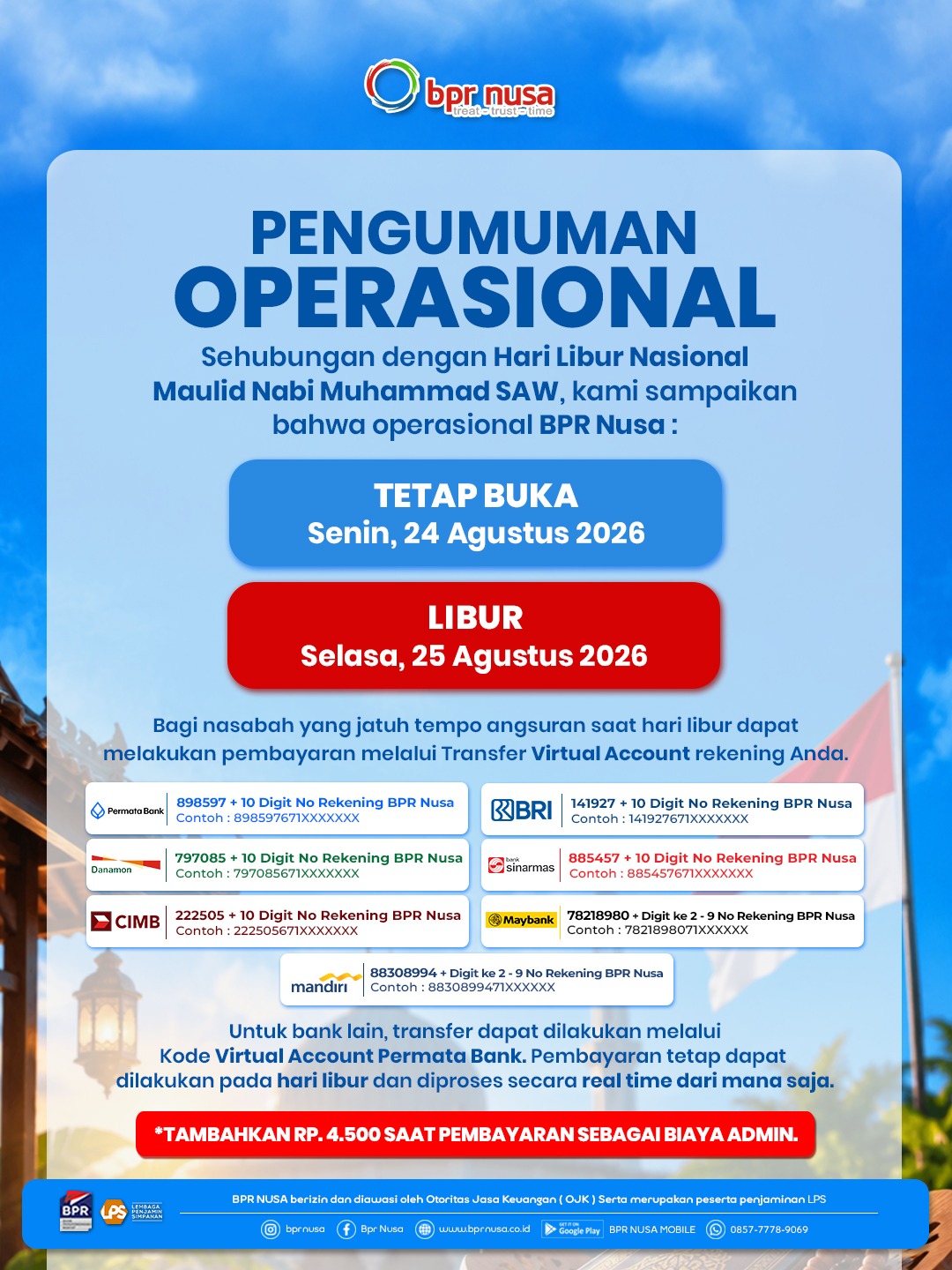 📢 PENGUMUMAN OPERASIONAL BPR NUSA